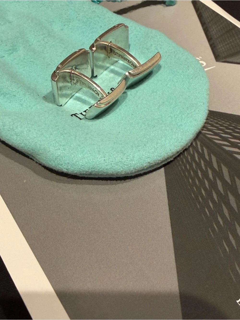 Tiffany & Co. Silver Metropolis Cuff Links w Tiffany Pouch - Graduation, Fathers
